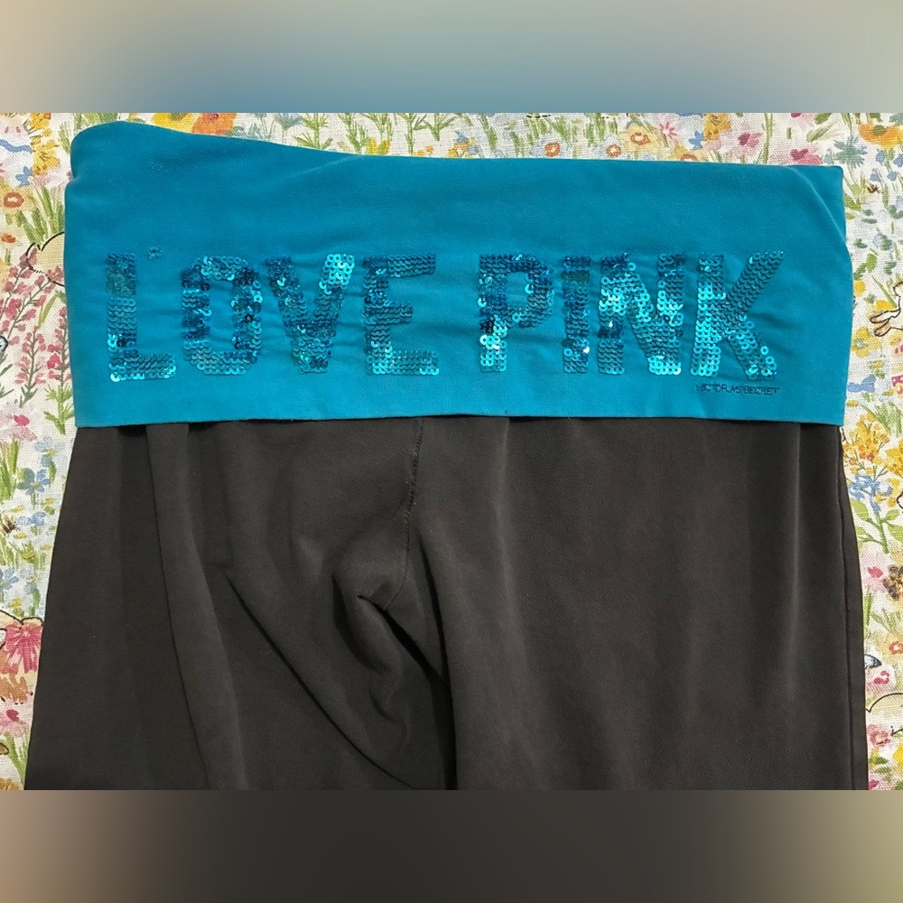Victoria's Secret PINK Yoga Leggings - Teal & Black Y2K